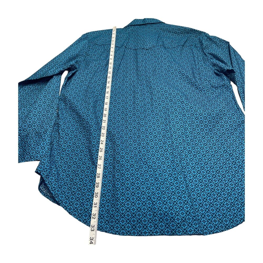 Ely Cattleman Western Shirt Mens XL Blue Geometric Long Sleeve Pockets Snap - Picture 5 of 6